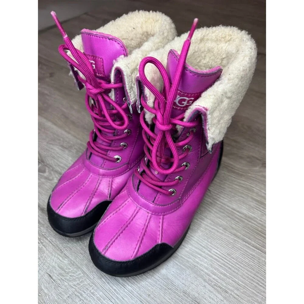 UGG Butte II Fuchsia Waterproof Shearling Snow Boots Kids Girls 4
